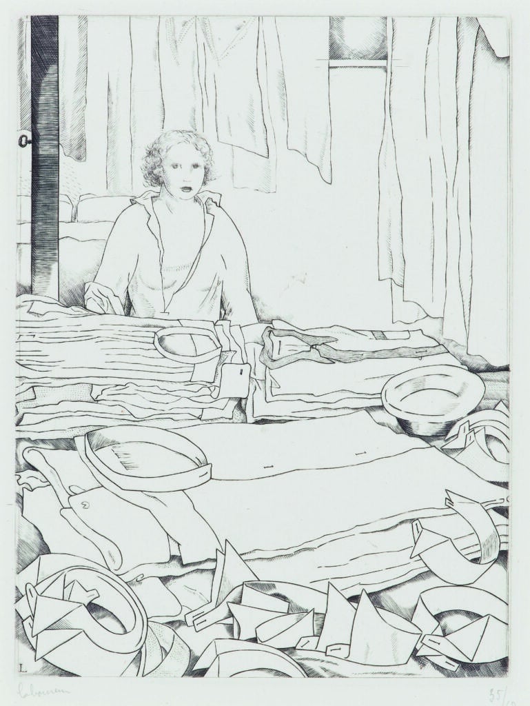 LABOUREUR Jean-Émile (Nantes 1877 - Kerfalher 1943) La repasseuse, 1937 burin et pointe sèche