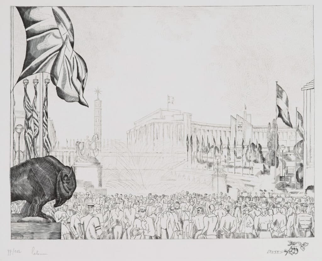 LABOUREUR Jean-Émile (Nantes 1877 - Kerfalher 1943) L'Exposition de 1937, 1937 burin et pointe sèche